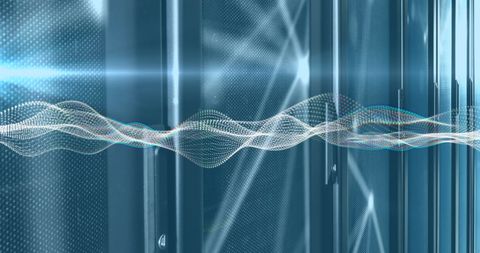 Digital Wave Over Data Servers in Futuristic Technology Concept - Download Free Stock Images Pikwizard.com