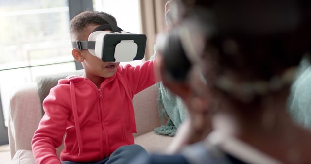 Excited Children Experiencing Virtual Reality at Home - Download Free Stock Images Pikwizard.com