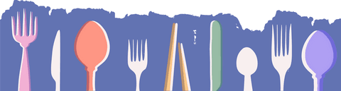 Modern flat kitchen cutlery set on transparent background