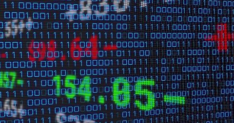 Digital Binary Code with Financial Data on Screen - Download Free Stock Images Pikwizard.com