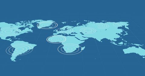 blue world map with concentric circles highlighting network hubs - Download Free Stock Images Pikwizard.com