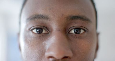 Close-up portrait african american man eyes, bright expression