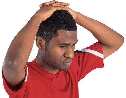 Transparent Background Saves African American Soccer Fan in Red Jersey