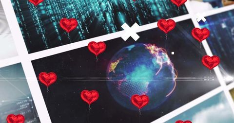 Digital Love Hearts Adorning Virtual Screens
