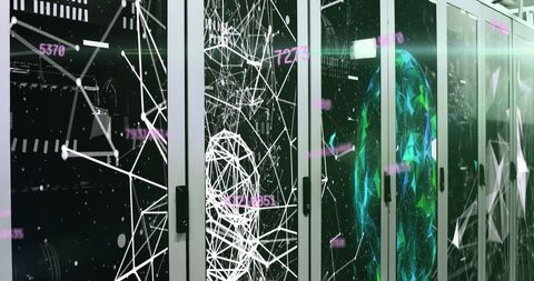 Futuristic Data Processing in Server Room with Global Networks Visualization - Download Free Stock Images Pikwizard.com