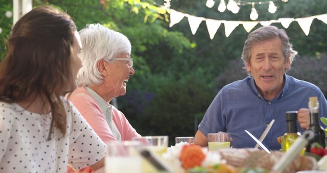 Senior Family Members Enjoying Outdoor Meal Together - Download Free Stock Images Pikwizard.com