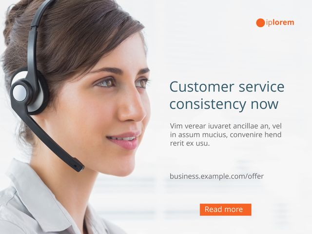 Smiling Customer Service Representative with Headset Communicating Online - Download Free Stock Templates Pikwizard.com