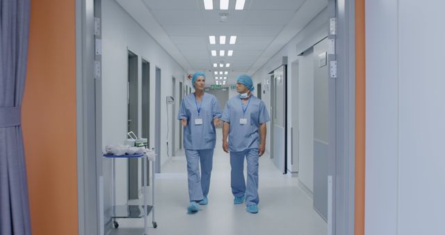 Two Medical Professionals Walking in Modern Hospital Corridor - Download Free Stock Images Pikwizard.com