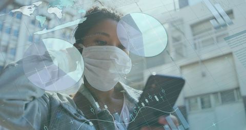 Businesswoman Analyses Financial Data With Smartphone During Pandemic