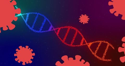 DNA Helix and Virus Shapes in Futuristic Graphic Art