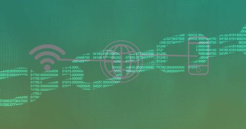Digital Data Processing Over Network Chain with Technology Icons - Download Free Stock Images Pikwizard.com