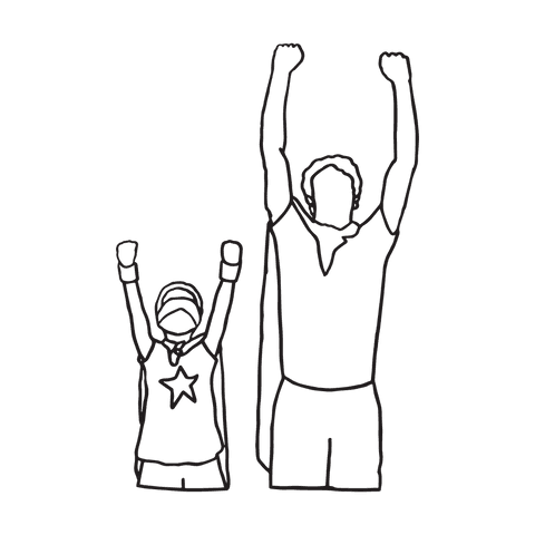 Father and Son Celebratory Silhouette on Transparent Background