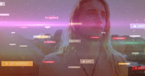 Sunset Desert Adventure with Digital Social Icons and Pendant Necklace