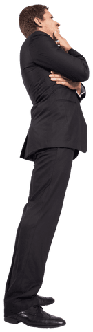 Caucasian Businessman Reflecting on Transparent Background