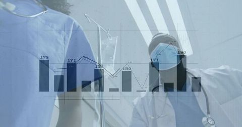 Healthcare Professionals Analyzing Medical Data with IV Drip