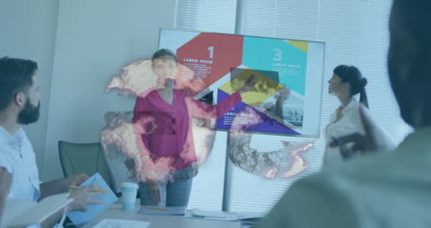 5G Animation in Diverse Team Business Meeting for Innovative Presentation