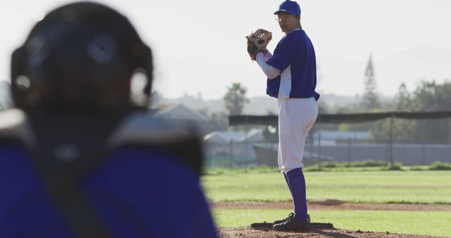 Baseball Pitcher Ready to Throw Ball on Sunny Day - Download Free Stock Images Pikwizard.com