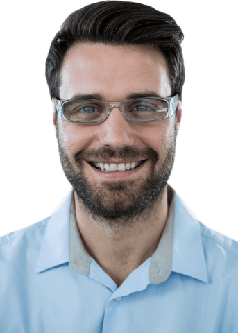 joyful man with glasses smiling against transparent background - Download Free Stock Videos Pikwizard.com