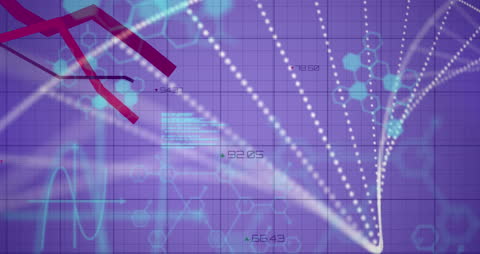 Abstract Financial Data and Arrows on Blue Grid Background