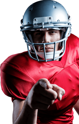 Confident american football player pointing forward