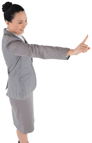 Asian Businesswoman Gesturing on Transparent Background