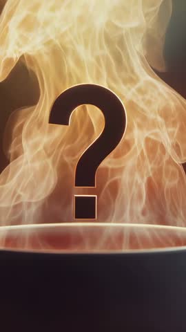 Rising Flames Framing Question Mark Over Boiling Pot Dramatic Vertical Video