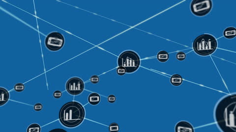 Digital Network Connections with Global Technology Icons Animation