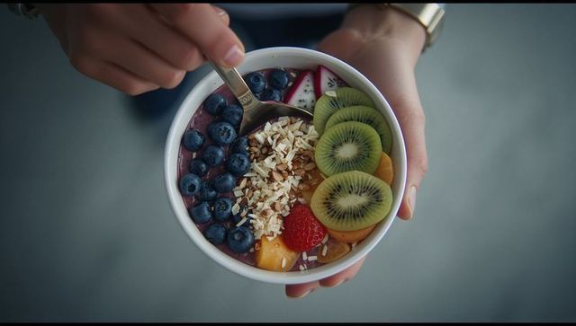 Healthy Granola Smoothie Bowl with Fresh Fruits for Balanced Breakfast