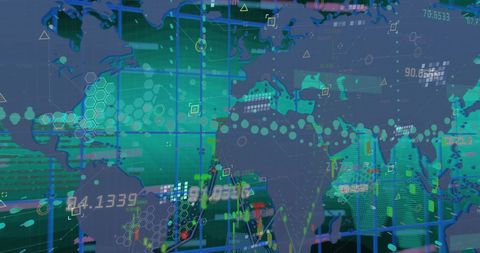 Digital Interface with Data and Global Network Map - Download Free Stock Images Pikwizard.com