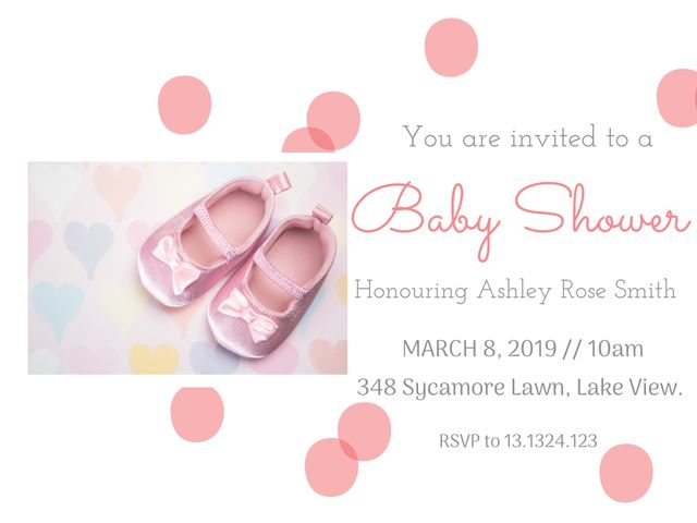 Adorable Pink Shoe-Themed Baby Shower Invite for Girl Celebrations - Download Free Stock Templates Pikwizard.com