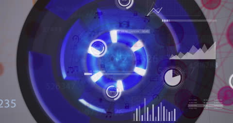 Digital Interface with Dynamic Data in Blue Tones