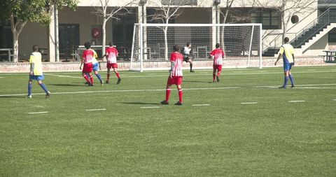 Youth Soccer Team Competing in School Match