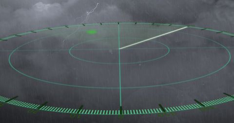 High-Tech Radar Scanning Stormy Sky with Lightning Bolts - Download Free Stock Images Pikwizard.com