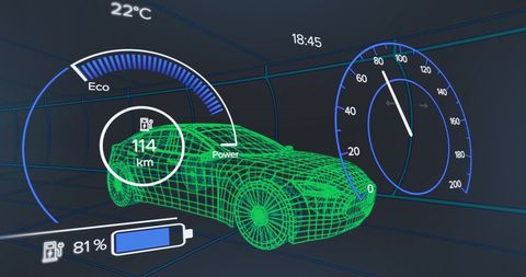Digital Car Interface with Data Overlays on Futuristic Display - Download Free Stock Images Pikwizard.com