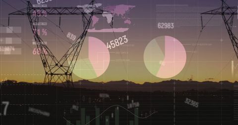 Financial Data Management over Power Lines at Sunset - Download Free Stock Images Pikwizard.com