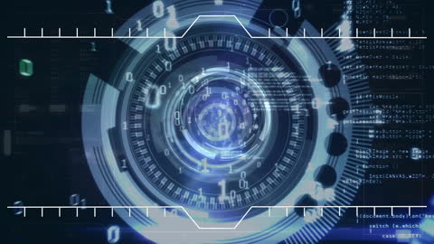 Futuristic Digital Scope Interface with Data Streams