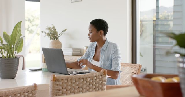 Focused Professional Woman Working from Home with Laptop - Download Free Stock Images Pikwizard.com