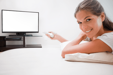 transparent screen with relaxing woman watching tv at home - Download Free Stock Videos Pikwizard.com