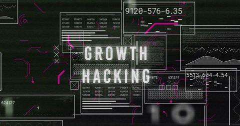 Futuristic digital interface highlighting growth hacking concepts