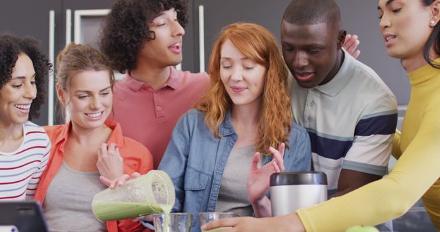 Diverse Group of Young Friends Enjoying Healthy Smoothie Together - Download Free Stock Images Pikwizard.com