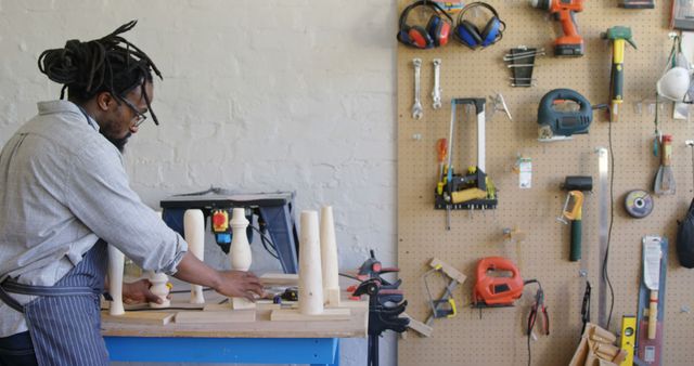 Woodworker in Shop Working on New Project - Download Free Stock Images Pikwizard.com