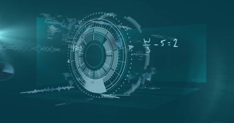 Futuristic digital data interface with global elements