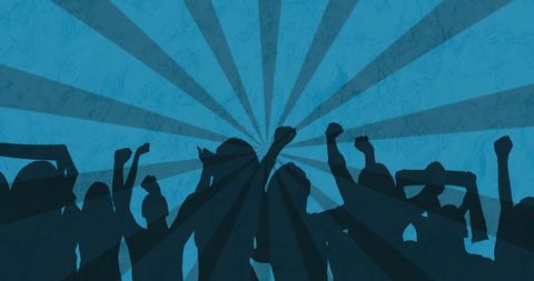Silhouettes of Celebrating Crowd on Vibrant Blue Background - Download Free Stock Images Pikwizard.com