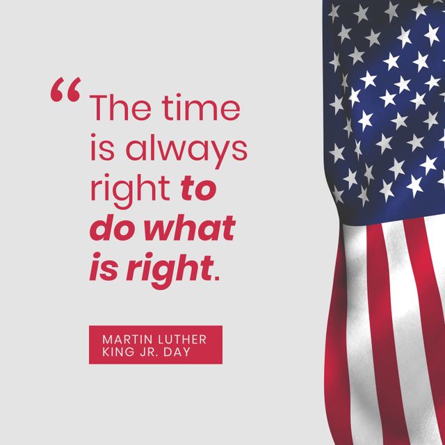 Composition of quote of martin luther king over flag of usa. Martin luther king day and celebration concept digitally generated image.