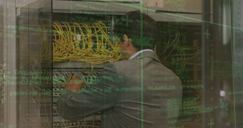 IT Technician Managing Server Data with Security Overlay - Download Free Stock Images Pikwizard.com
