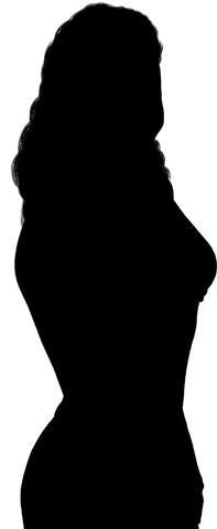 Transparent silhouette of woman with long hair on smooth background