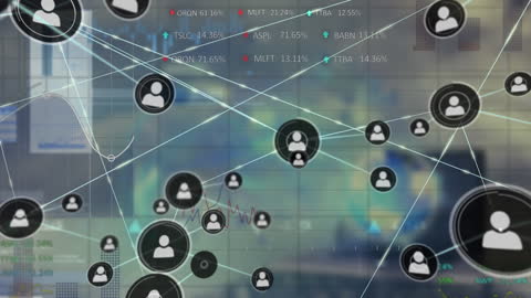 Digital Data Network with Global Connections Visualization