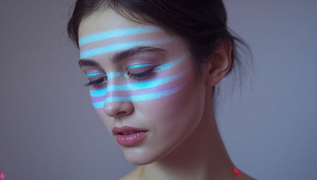 AI-Generated Portrait with Futuristic Neon Stripes