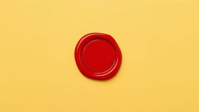Minimalist red wax seal on yellow background