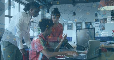 Diverse Team Discussing Global Data in Office